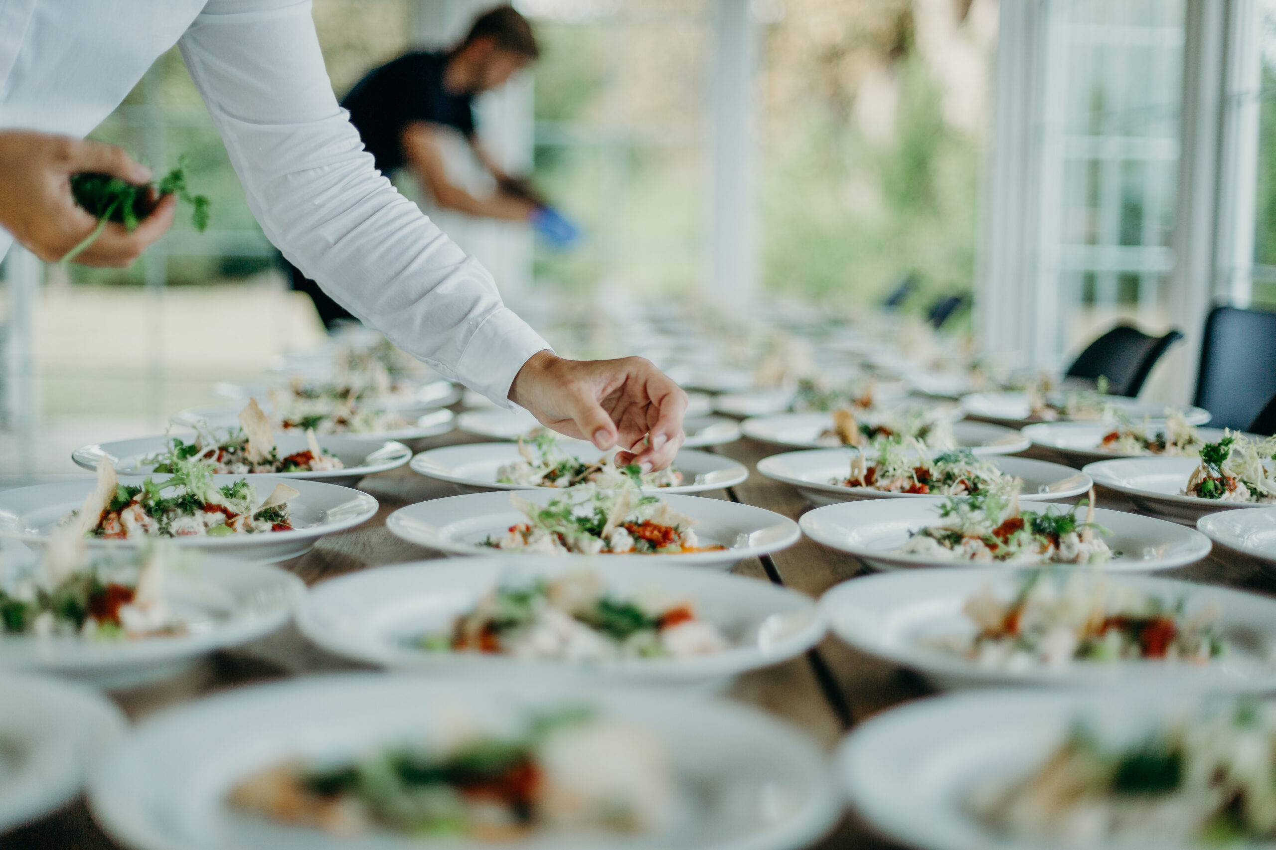 preparing the wedding reception